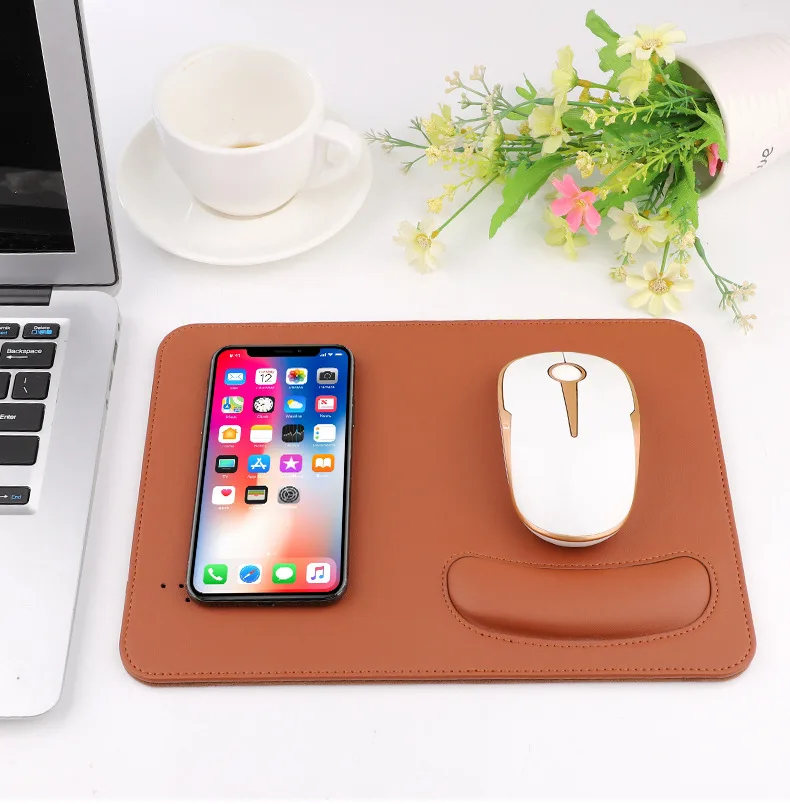 

Mousepad Wireless Charger For Mobile Phone Charging Mat PU Leather Mouse Pad for iPhone14/13/12 Plus Charger For Samsung HUAWEI