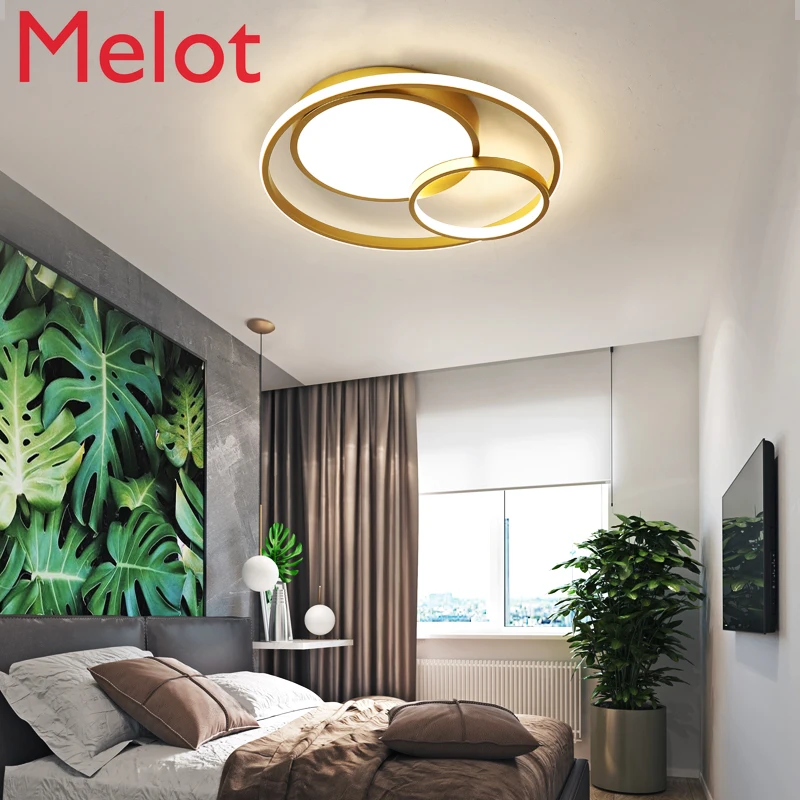 High-End Luxury European Led Master Bedroom Light Golden Simple Modern round Room Ceiling Luminaire Surface Mounted Luminaire