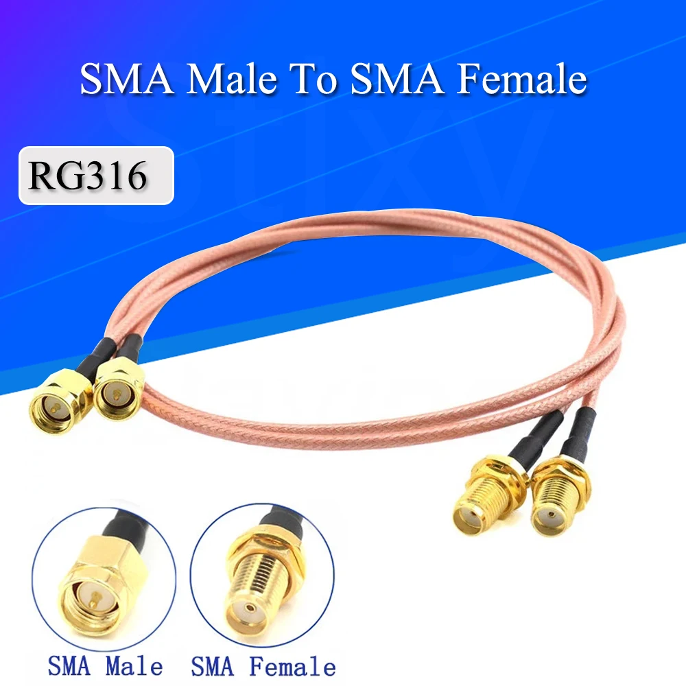 RG316 Cable SMA Male To SMA Female Nut Bulkhead Extension Coax Jumper Pigtail