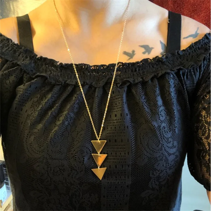 Adolph 2019 NEW pendant Necklace Vintage triangle Long Chain Women choker Necklace collana Sweater chain Bijoux Collier Femme