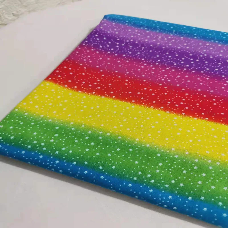 Amazing Deep Rainbow Candy Colors Star Printed Cotton Fabric 50x105cm Stars Fabric Patchwork Cloth Bag Party Home Decor