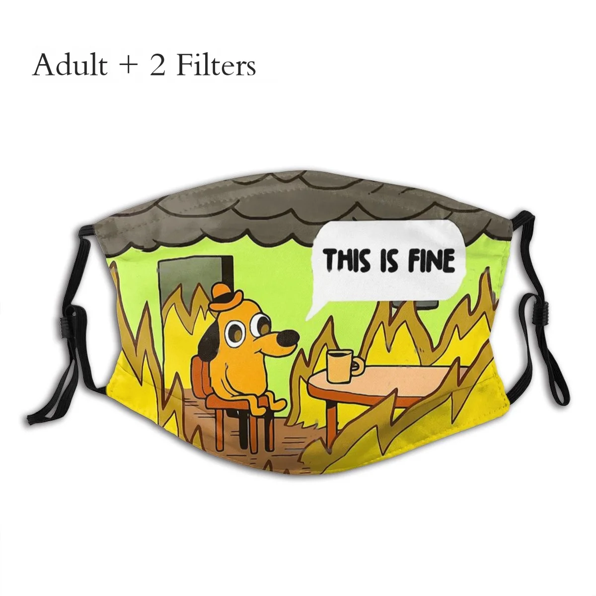 Máscara Unisex This Is Fine Dog Fire Meme, Bitcoin Cryptocurrency Miners Meme, tela a prueba de viento, estampado, gran oferta, cubierta con filtros