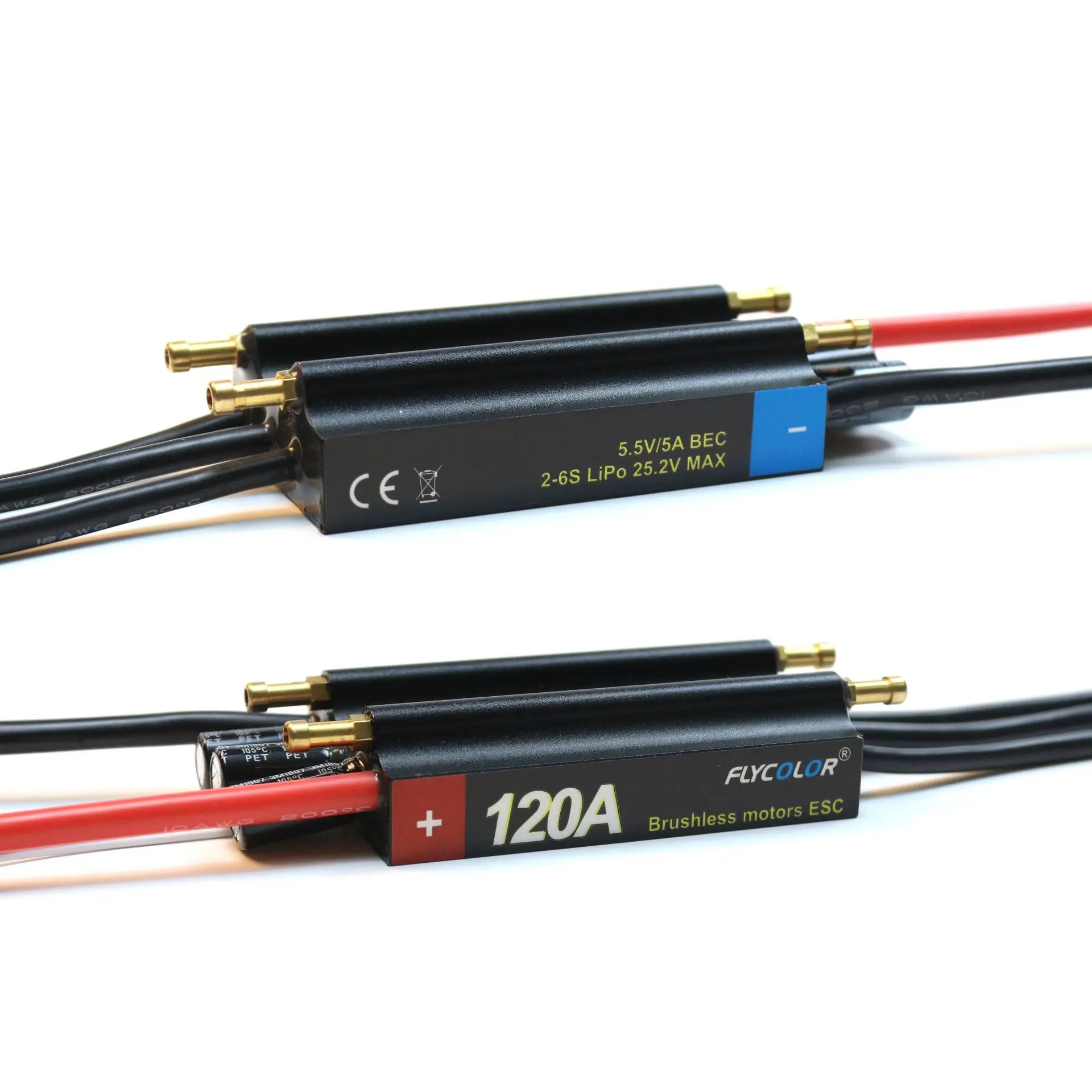 FlyColor 120A 2-6S Lipo Water cooling ESC with 5.5V/4A BEC Boat ESC Programmable Brushless Speed Controller ESC