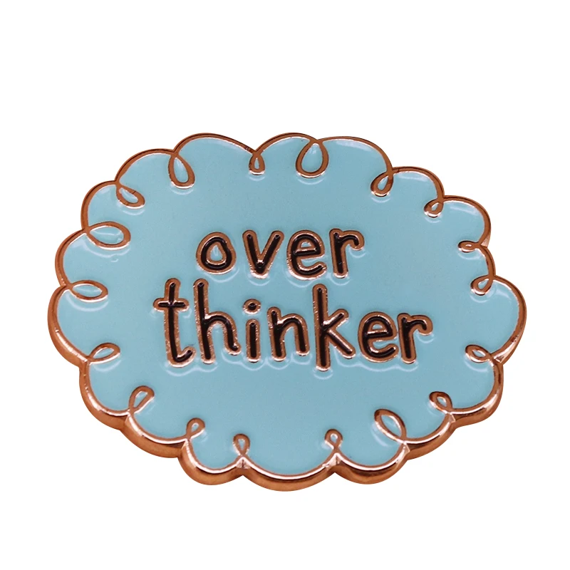 Over thinker cloud badge funny introvert pin humor novelty quote brooch Christmas birthday gift