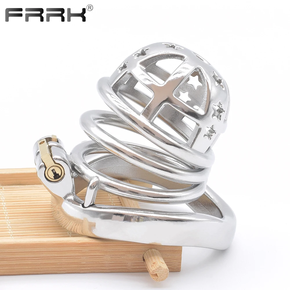 FRRK BDSM Toys for Couple Metal Male Chastity Cock Cage dia 37mm Adult Sex Shop Penis Rings Stainless Steel Bondage Belts