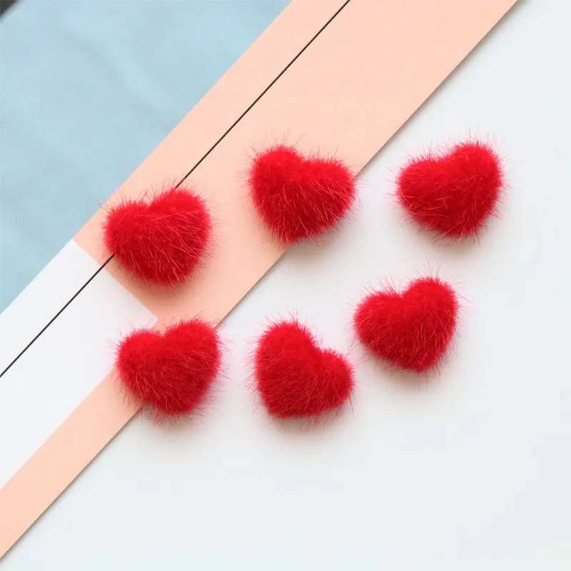 30Pcs Love Heart Pompon Ball Patch Women DIY Earrings Jewelry Making Crafts Material Multicolor Clothing Decoration Supplies