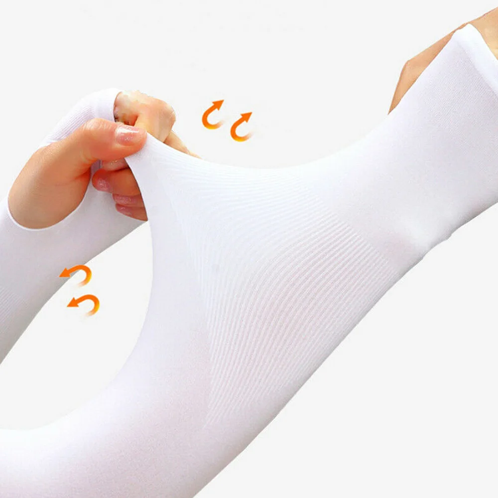 Silk Sport Arm Sleeves UV Sun Protect Anti-Slip Ice Silk Sleeve Sunscreen Cuff Summer Men Women Gloves Outdoor Riding  2PCS