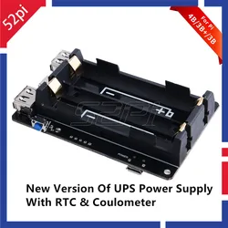 52Pi Original 18650 UPS With RTC & Coulometer Pro Power Supply Device Extended Two USB Port for Raspberry Pi 5/4 B / 3B+/ 3B