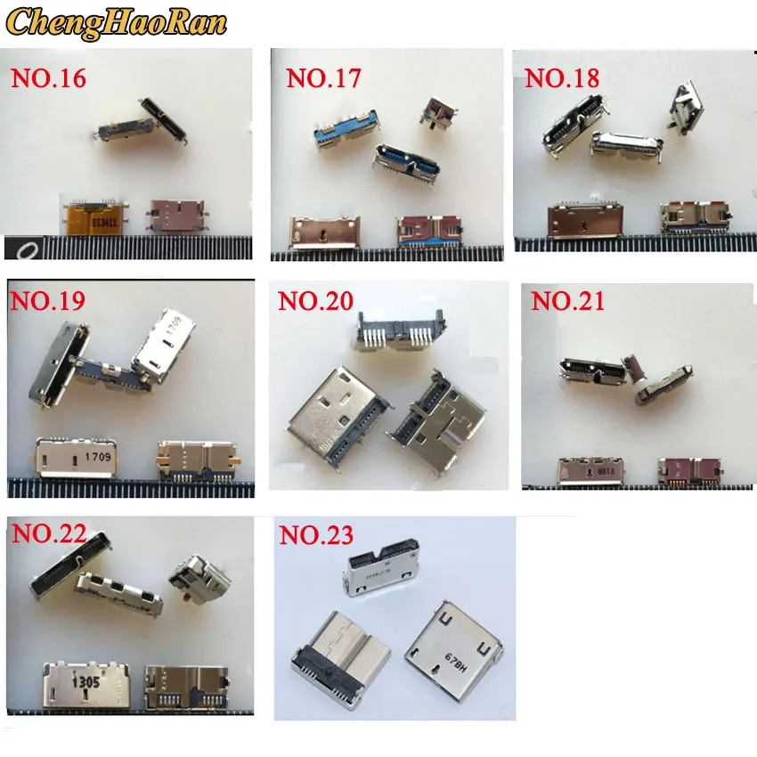 ChengHaoRan 2PCS Micro USB 3.0 Jack 10pin Female Sockect Tail Charging Port Mobile Hard Disk Interface Micro Connector