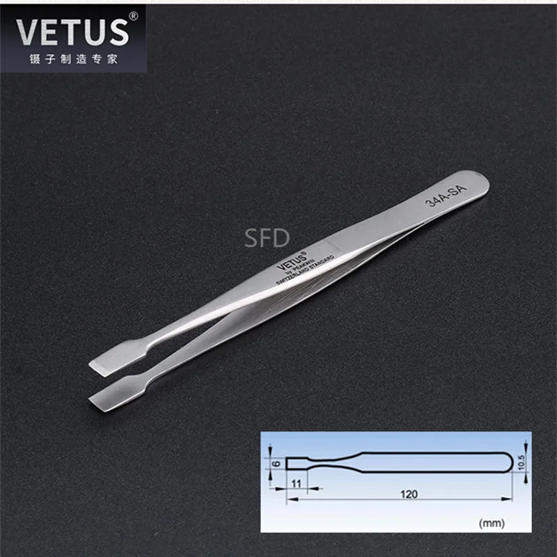 VETUS 34A-SA pinzette piatte larghe per strumenti per l'industria elettronica del timbro di bloccaggio medico da laboratorio
