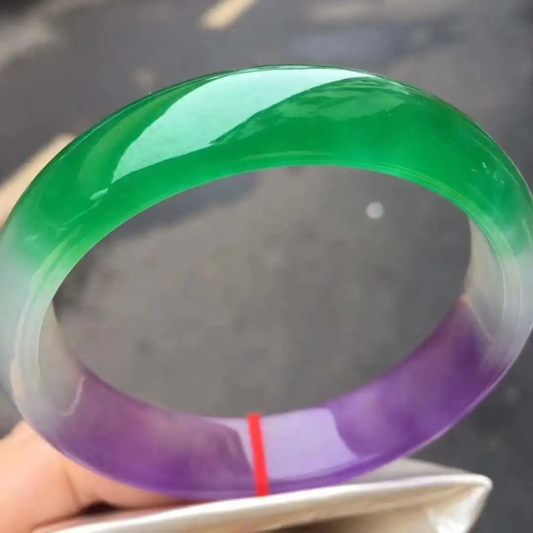 

Burmese Jadeite Ice Transparent True Purple Green Perfect Bracelet Natural Jade Seeds Bangle Authentic Jewelry Lucky Accessory