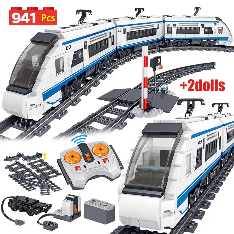 941 pçs cidade elétrica harmonia ferroviário de controle remoto blocos de construção trem pista rc carro tijolo brinquedo para menino