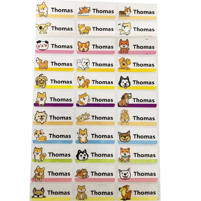 Cute Cat boy girl cartoon pattern custom personal name sticker transportation waterproof label scrapbook school stationery