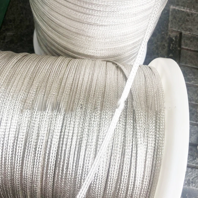 10M Encrypted Silver plated cable sleeve braided 4-8mm silver Snakeskin mesh Wire preservative Protecting sleeve