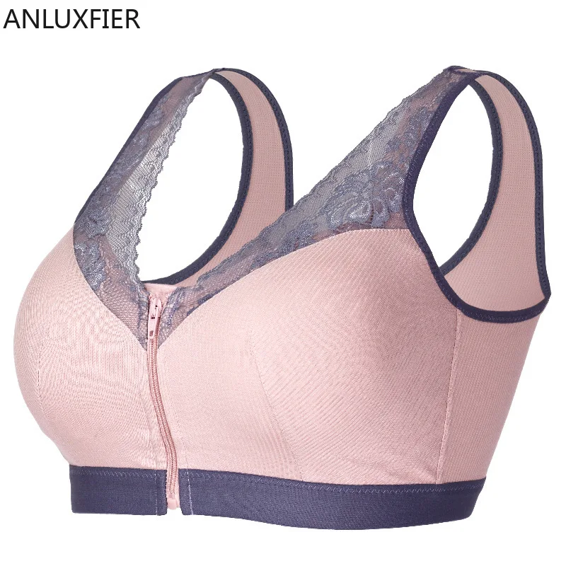 

X9012 Front Zipper Bra No Steel Ring Full-body Cup Pocket Bra Sexy Beauty Back Open Collect Pair of Breast Underwear