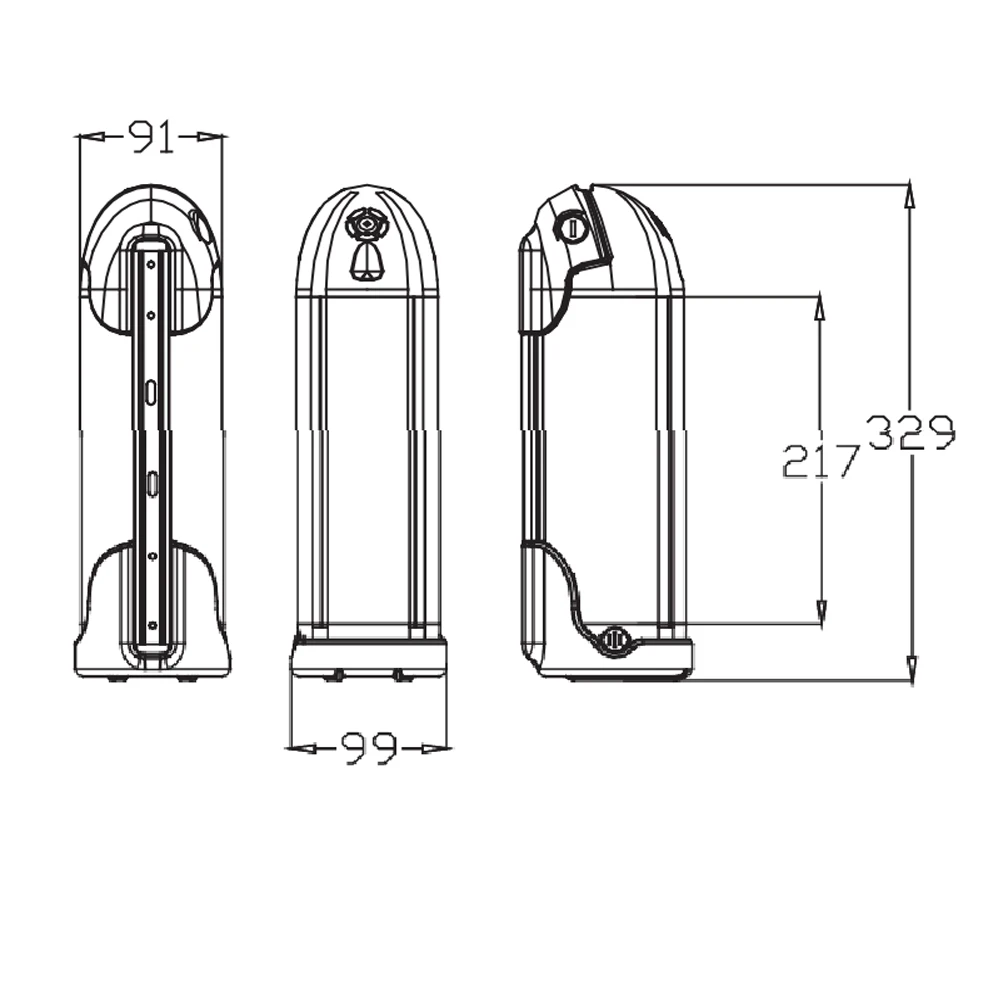 Bottle Ebike Batttery Case 36V 48V 18650 Cells Down Tube Electric Bike Battery Boxes