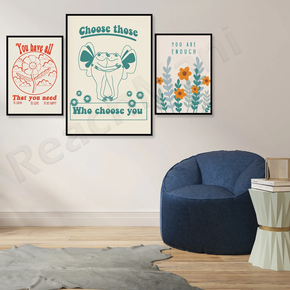 Typesetting and printing, choose the person who chooses you, you are enough, you have everything you need to print, retro Groovy