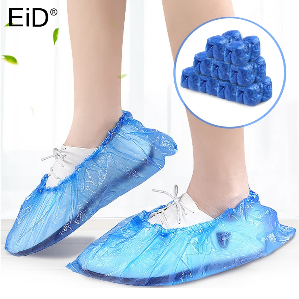 Plastic Waterproof Disposable Shoe Covers Rainy Day Carpet Floor Protector Thick Cleaning Shoe Cover Blue Overshoes Protector