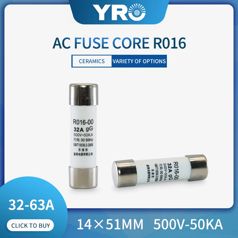 AC 10/20Pcs 14x51MM Fast blow Ceramic Fuse 32A 40A 50A 63A Ceramic fuse core  RT18 R016