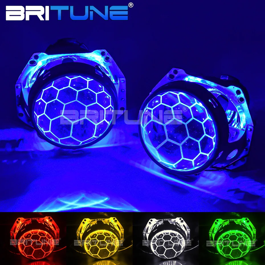 Lupa Proyector HID bi-xenon para faros de auto, Proyector HID Bi-xenon con lente de panal, ojos de demonio, lente azul de 3 pulgadas para ajuste de faros con lámparas D1S, D2S, D3S, D4S HID LED, Accesorios para coche