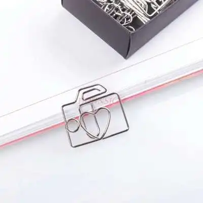 12pcs Cartoon Metal Camera Paper Clip Paper Clip Bookmark Pin Shaped Paper Clip Office Supplies Pin