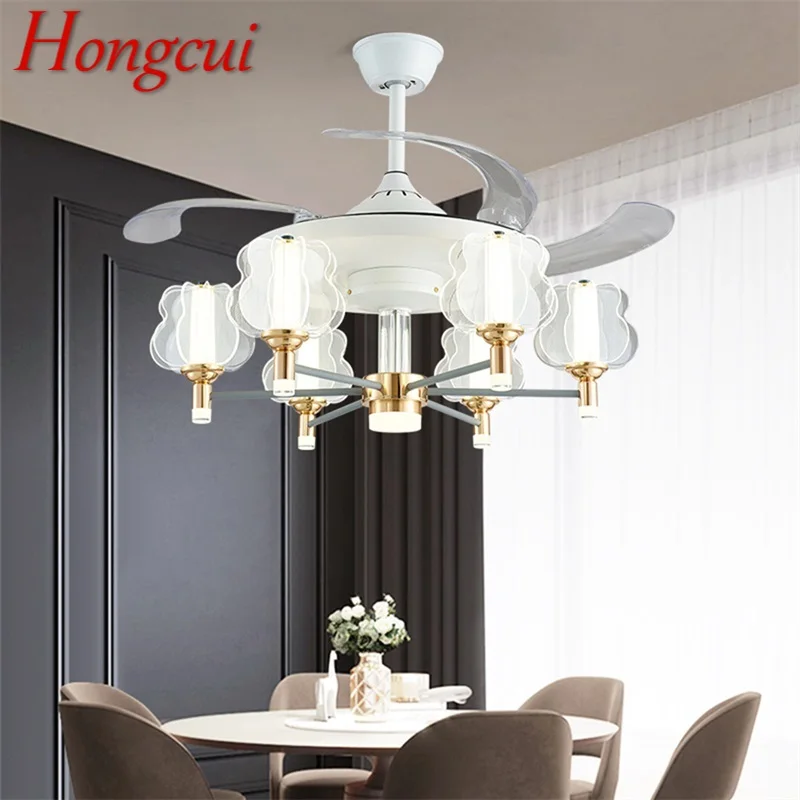 

Hongcui LED Ceiling Lamp With Fan White Invisible Fan Blade With Remote Control Fixtures For Living Room Bedroom Restaurant