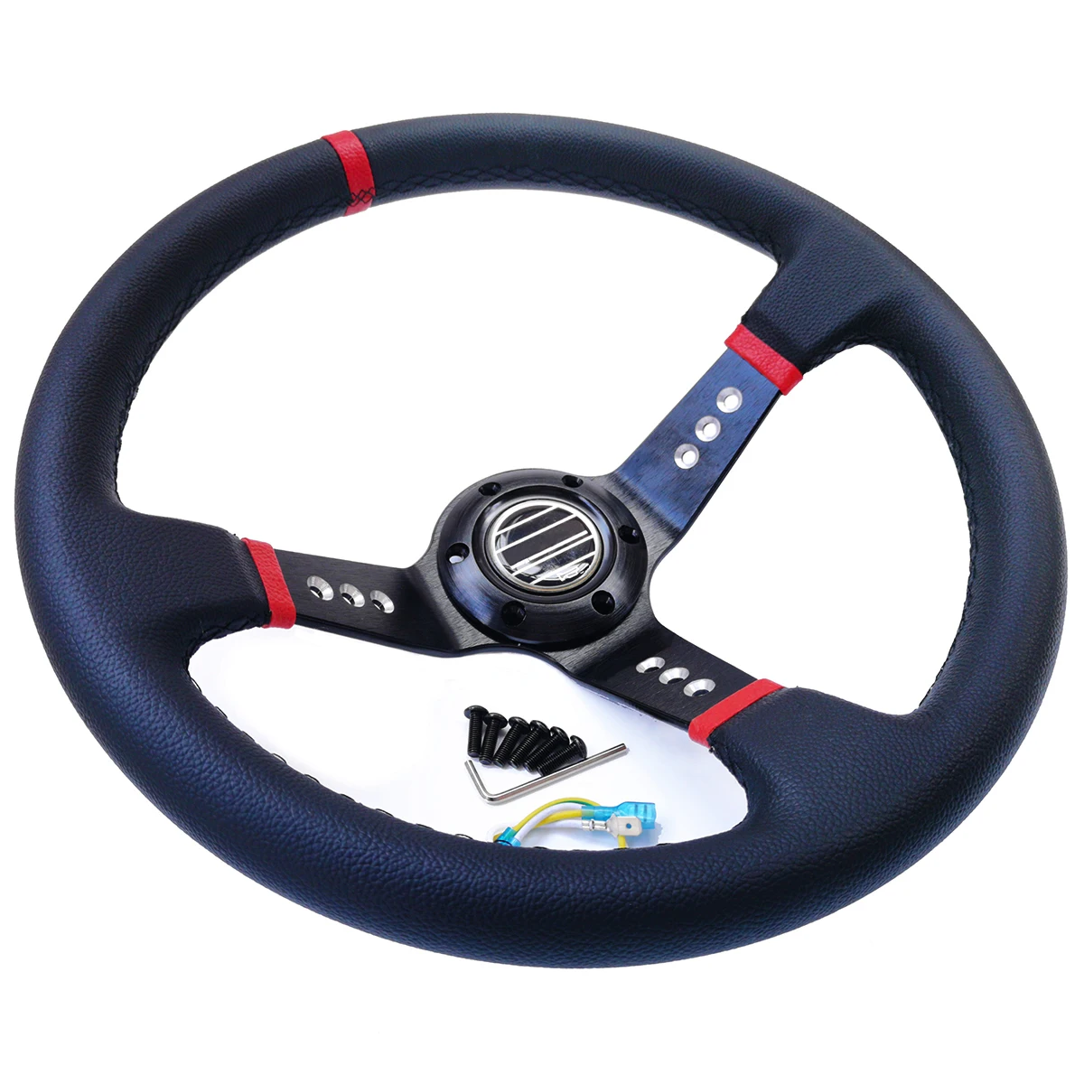 

Universal 14inch Steering Wheel Racing Type Deep Dish Universal Drift PVC Leather Car Steering Wheel 350mm