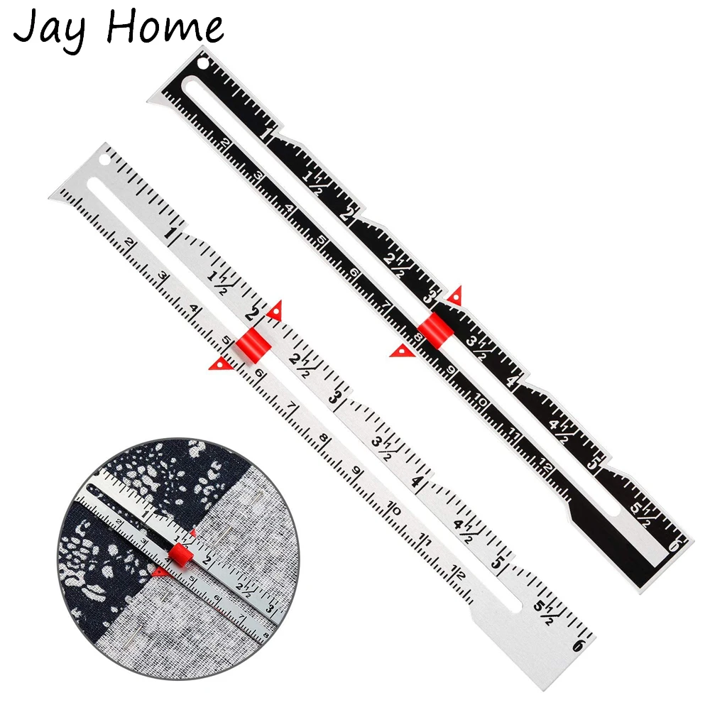 2/1PC Sliding Gauge Sewing Measuring Tool Aluminum Quilting Ruler for Knitting Crafting Sewing Beginner Hemming Measuring