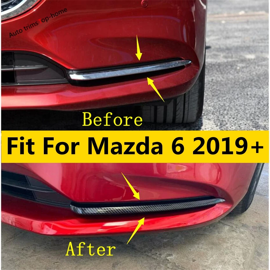 

Front Fog Light Lamp Eyelid Eyebrow Decoration Stripes Cover Trim For Mazda 6 2019 - 2024 ABS Carbon Fiber Look Car Accessories