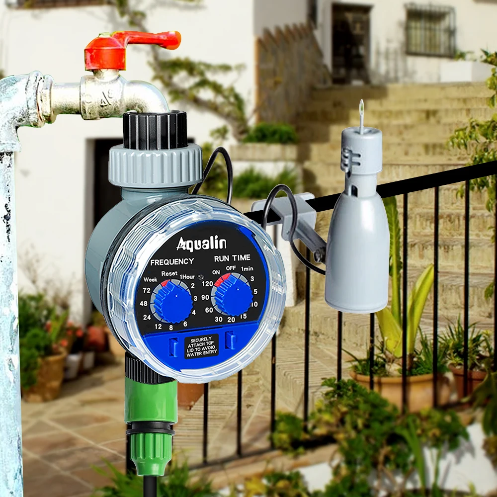 

Garden Water Timer and Rain Sensor Ball Valve Automatic Electronic Watering Timer Home Garden Irrigation Controller System