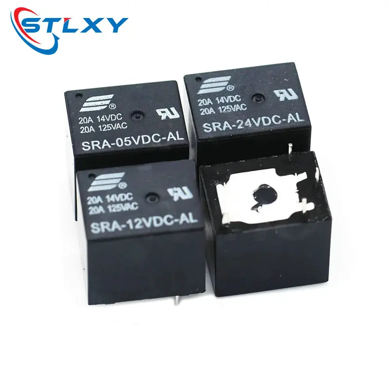 5Pcs 5V 12V 24V 20A DC Power Relay SRA-05VDC-CL SRA-12VDC-CL SRA-24VDC-CL 4/5Pin PCB Type In stock Black AutoMobile Relay