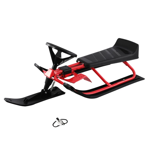 Snow Steering Ski Board Sled Slider with Steel Frame Pull Rope Twin Brakes for Kids Teenager Adult 45x20x15inch Loadbearing 75KG