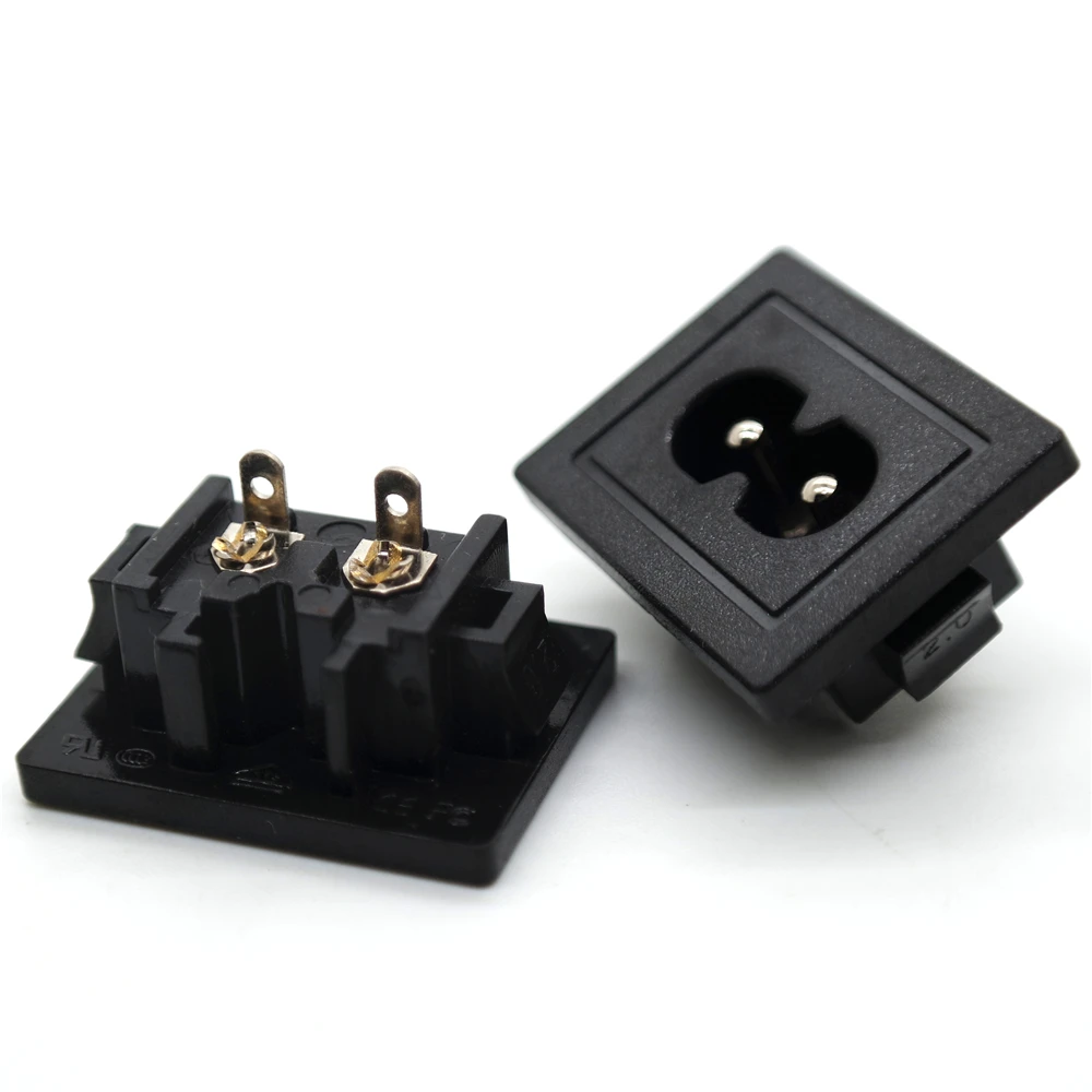 5/10 Pcs/lot AC250V 2.5A Iec320 Big C8 Male Plug black 2 Pins 2.0 Power Inlet Socket Connector 31*24mm Terminal Power Plug Inlet