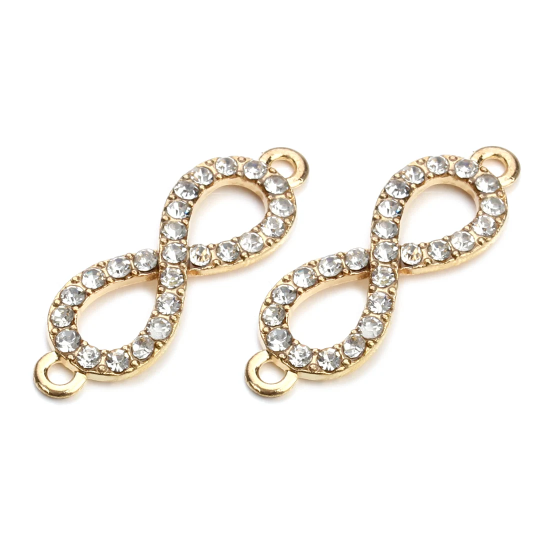 5pcs/lot 10*33mm Gold Color Crystal Rhinestone Figure 8 Infinity Connector Charm Pendant for DIY Bracelet Jewelry Making
