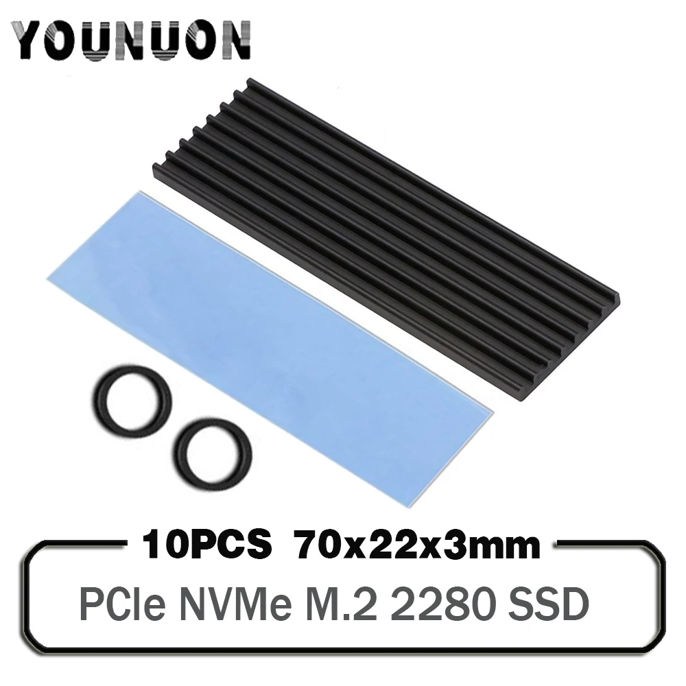 

10 шт., алюминиевый радиатор для жесткого диска NGFF NVME PCIE 2280 SSD 70x22x3 мм