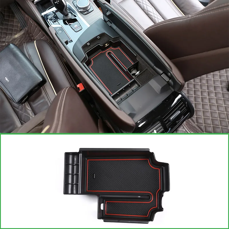 Black Interior Armrest Storage Box Decoration Cover Plastic For BMW 5 Series G30 2020 LHD Accessories