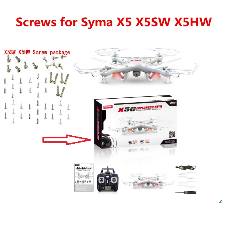 Syma X5SC Screws Bolts For X5 X5C X5SW X5HW X5HC Blade Protective Cover Body Spare Parts RC Drone Quadcopter Helicopter 53Pcs