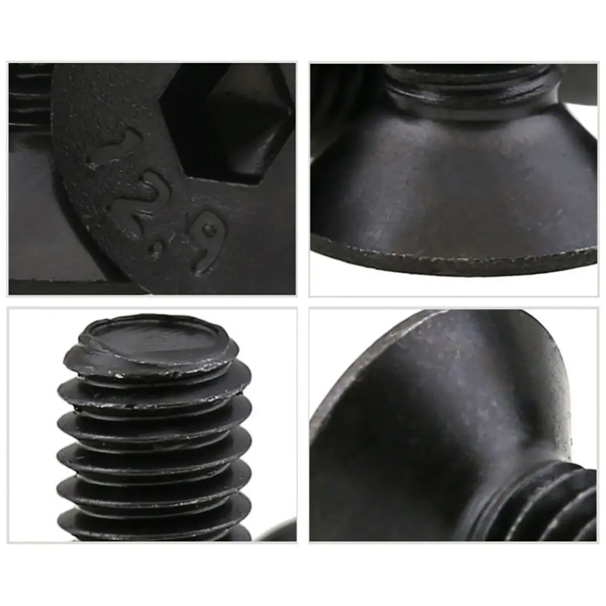 Tornillos hexagonales avellanados de cabeza plana, tornillos de aleación de acero DIN7991 de grado 12,9, M3, M4, M5, M6, M8, M10, color negro