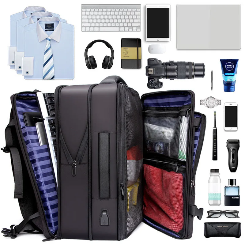 Fonto Large Capacity Backpack Men's Expandable Travel Business Computer Bag Fashion Multifunctional Business Hinking Backpack