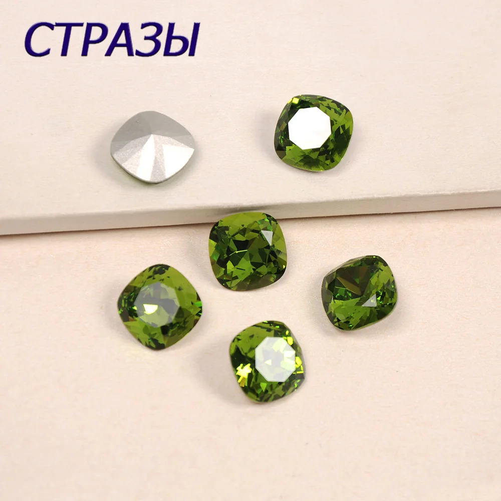 4470 Olivine Glitter Sew on Rhinestones Crystal Crystal Glass Sewing Stone Pointed Rhinestone Wedding Dress Art Jewelry Stone