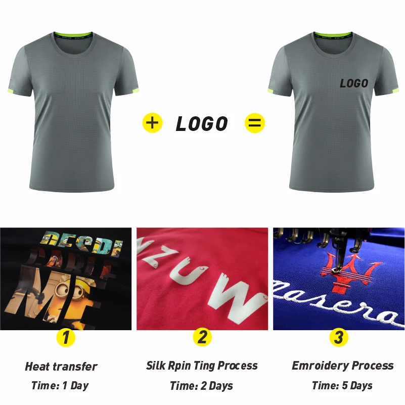 Heren t-shirt sneldrogende sporttop, hardloop-T-shirt met logo op maat, trainervitnessshirt