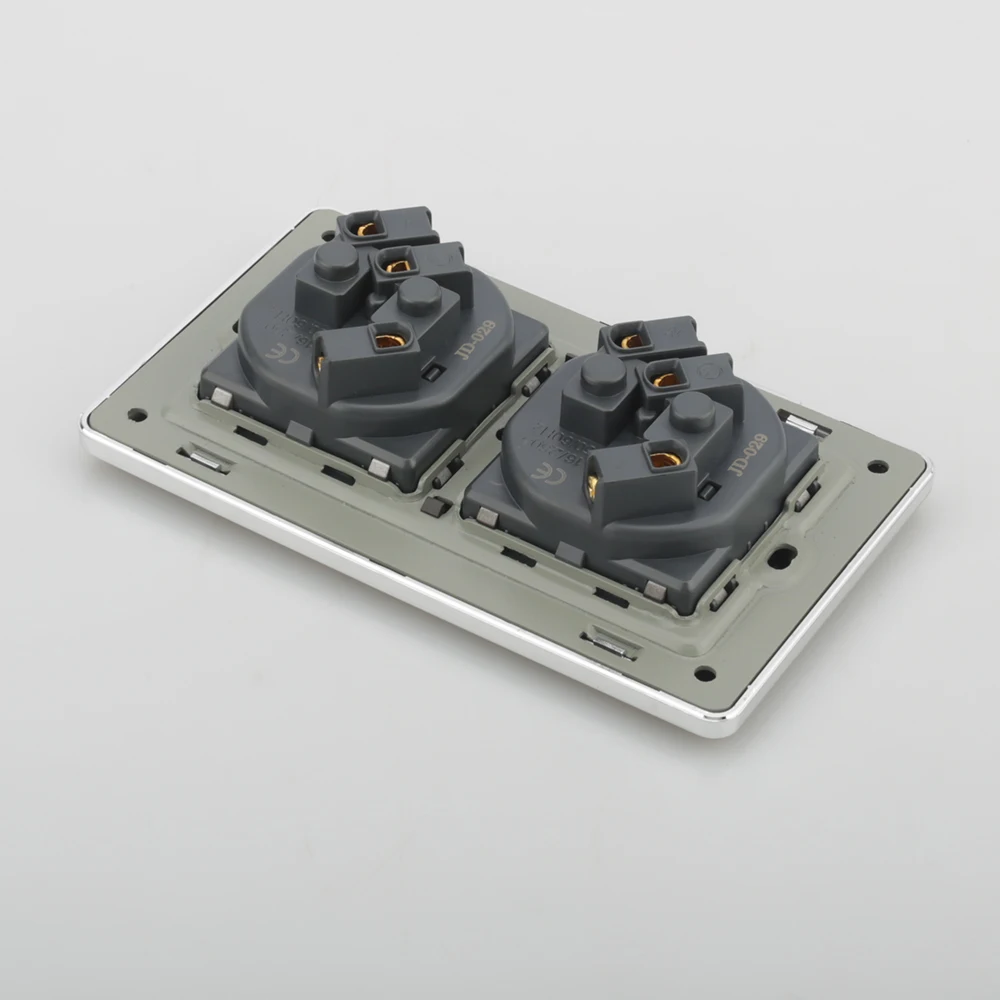 Aluminium Dubbele Stopcontact Eu Schuko Power Panel 16a Eu Stopcontact 145X86Mm