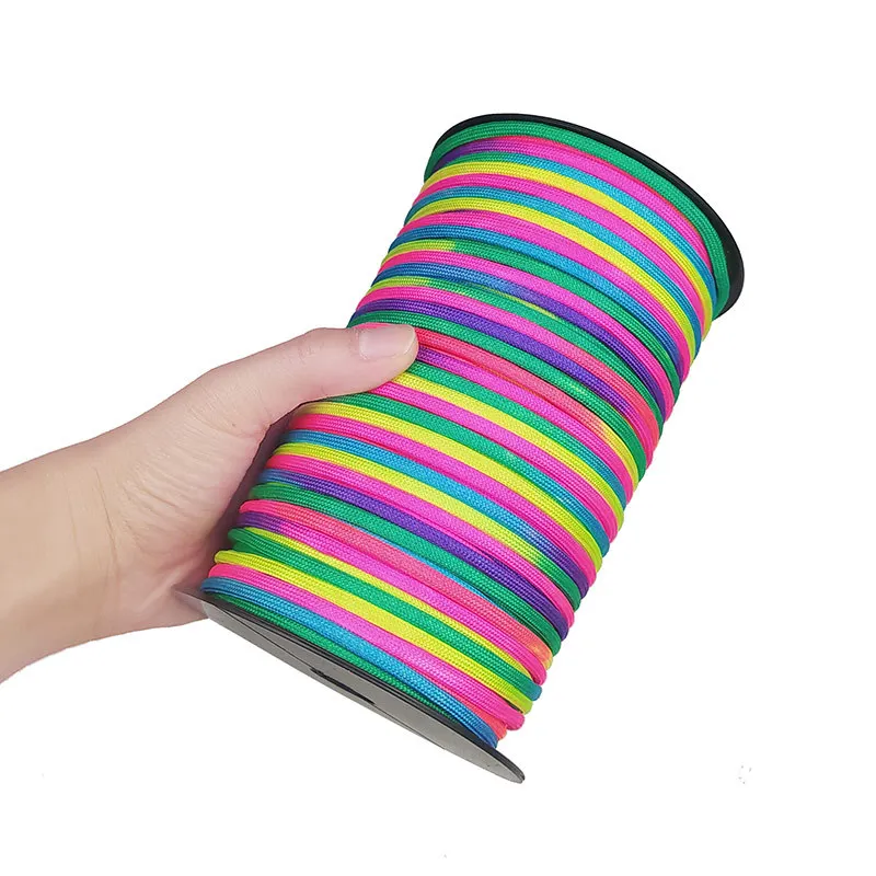 100 м 4 мм радужная полоса окрашивание градиент 7 ядер Паракорд DIY вязание браслет аксессуары материал для кемпинга веревка шнурок