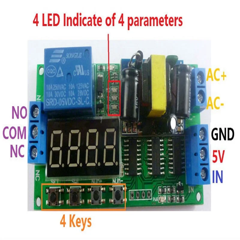 AC 85-265V Multifunction Self-lock Latch Switch Board Delay Timer Relay Module