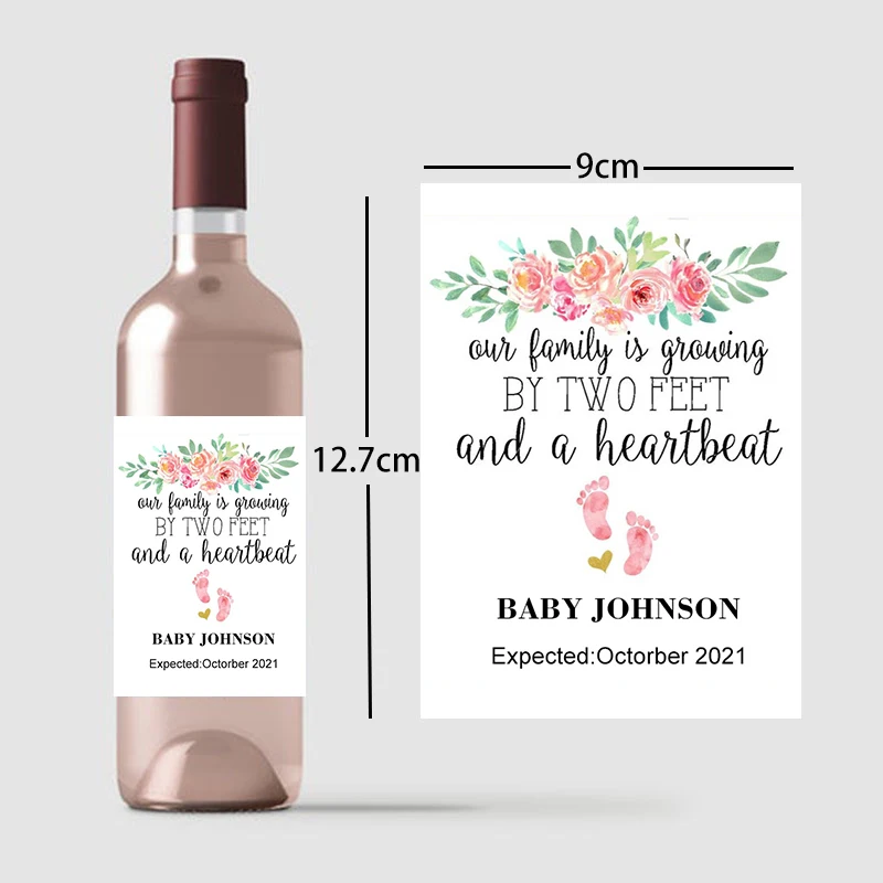 20pcs Custom Personalized Wine Label Stickers Name Date Baby Shower Favors Pregnancy Baby Announcement Stickers