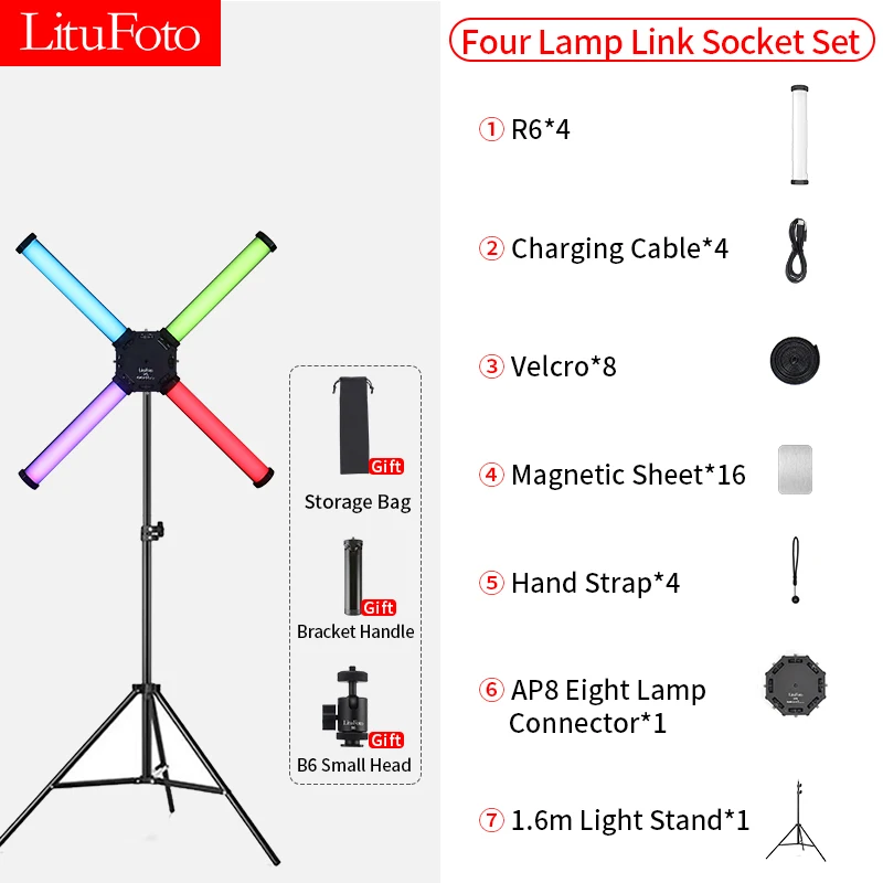 RGB Photographic Lighting Stick Rechargeable Handheld Light Wand With 1.6m Tripod Holder Stand RGB Fill Lamp For Party Wedding