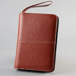 Business Portfolio Padfolio Folder Document Case Organizer A5 PU Leather Notebook Planner with zipper handle Office Organizer