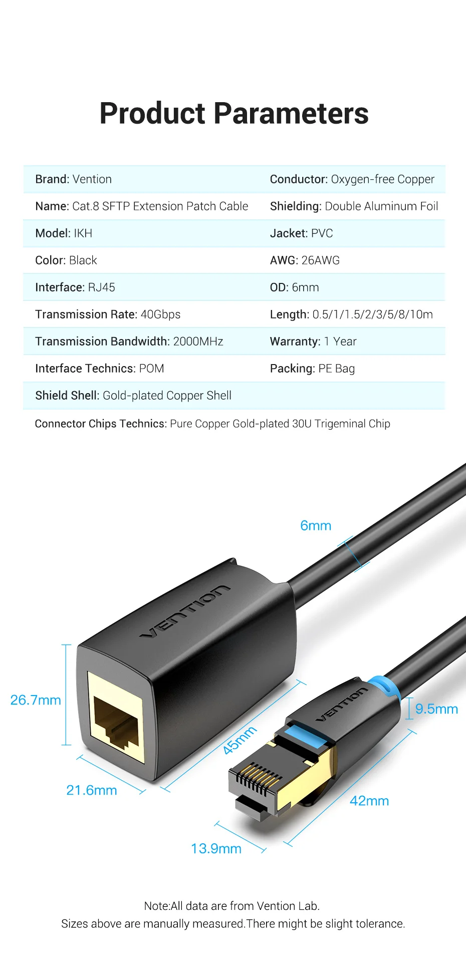 Tions Cat8 Ethernet Verlängerung Kabel SFTP 40Gbps RJ45 Extender Patchkabel Adapter für Router Modem PC Katze 8 Ethernet kabel – Detail 13