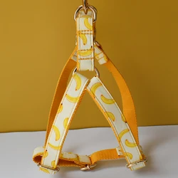 Banana printing Dog Harness Basic Dog Leash Adjustable Buckle Cotton Fabric for Large Small Dogs