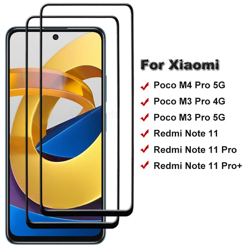 

2 шт./лот защита для экрана из закаленного стекла для Xiaomi Poco M4 M3 Pro 5G полное покрытие Защитное стекло для Xiaomi Redmi Note 11 Pro +
